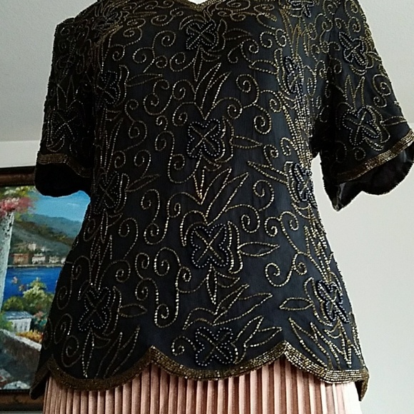 VINTAGE BEADED DENISE ELLE TOP - Picture 7 of 8